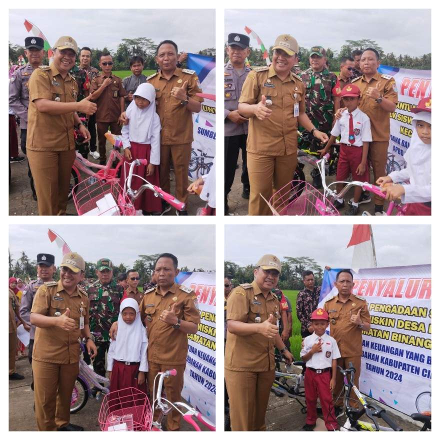 PEMBAGIAN SEPEDA UNTUK ANAK SEKOLAH DASAR DI DESA PAGUBUGAN
